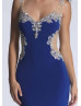 Beaded Chiffon Sheer Back Long Sexy Prom Dress